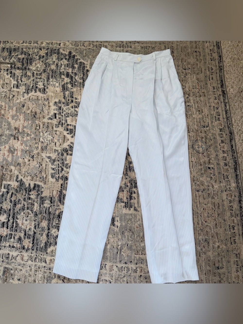 Lauren Ralph Lauren Silk pinstripe baby blue white trousers Small